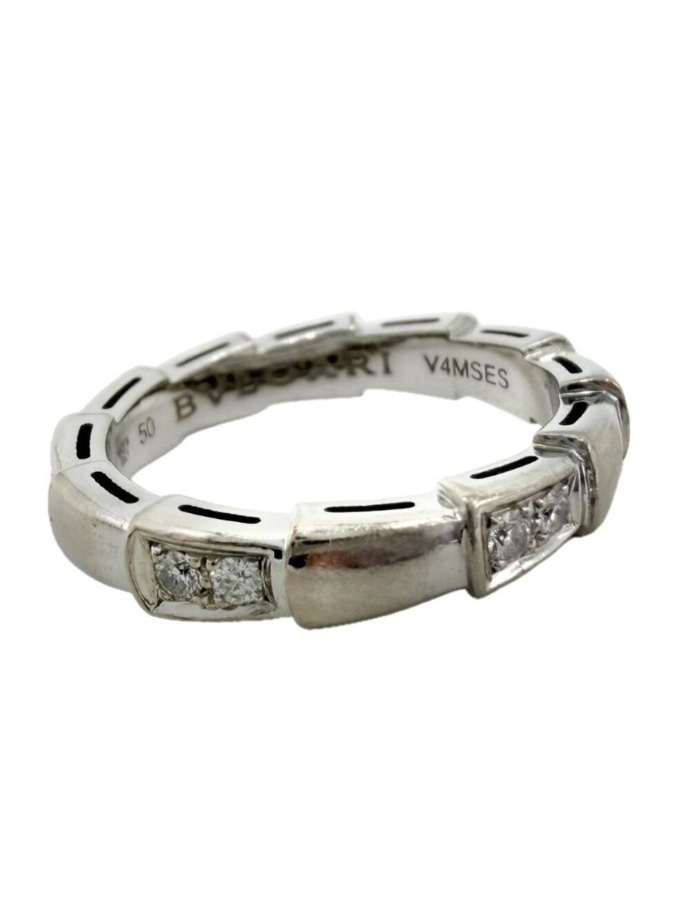 Bvlgari Ring Serpenti Viper WG 50 18k White Gold Diamond